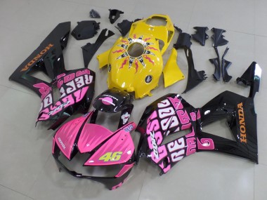 Meilleurs Carénages Moto Honda CBR600RR 2013-2023 - Jaune Rose Noir Brillant Rossi 46