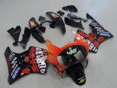 Meilleurs Carénages Moto Honda CBR900RR 919 1998-1999 - Noir Brillant Orange Rossi