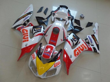 Meilleurs Carénages Moto Honda CBR1000RR 2006-2007 - Blanc Rouge Jaune Noir Brillant Givi HRC