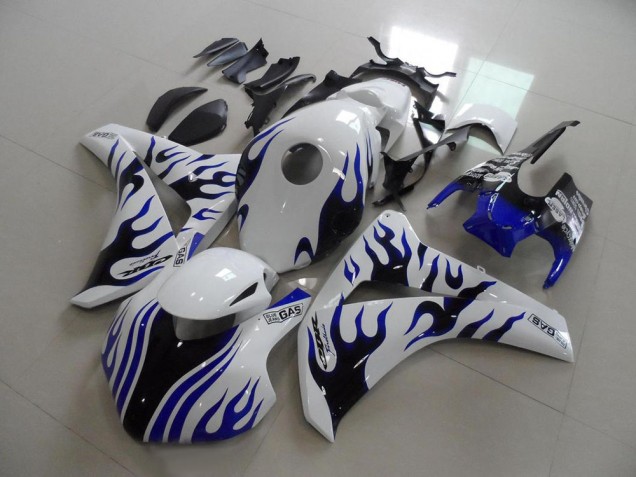 Carénages Moto Honda CBR1000RR 2008-2011 - Blanc Bleu Flamme Courses