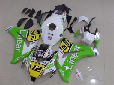 Meilleurs Carénages Moto Honda CBR1000RR 2008-2011 - Blanc Vert Jaune Noir Brillant Doublerar 12