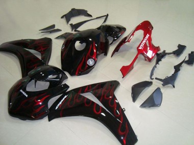 Meilleurs Carénages Moto Honda CBR1000RR 2008-2011 - Noir Brillant Rouge Flamme Courses