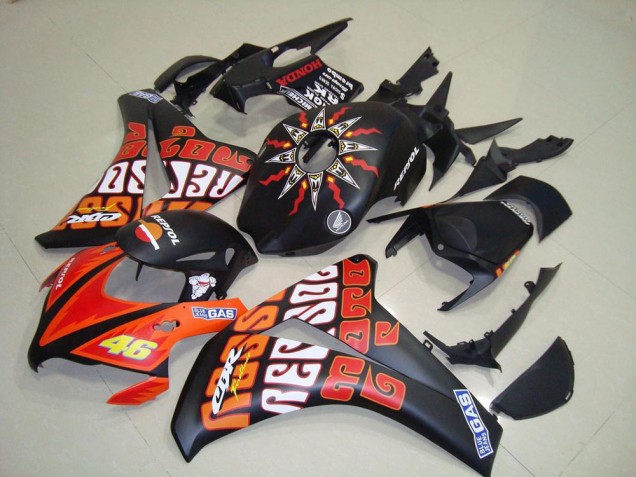 Carénages Moto Honda CBR1000RR 2008-2011 - Noir Mat Orange Rossi Repsol 46
