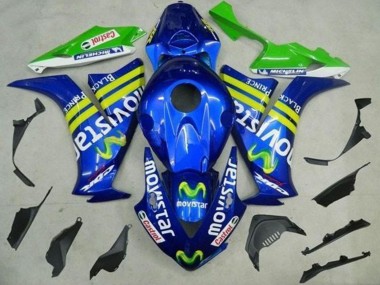 Meilleurs Carénages Moto Honda CBR1000RR 2012-2016 - Bleu Jaune Vert MoviStar Castrol