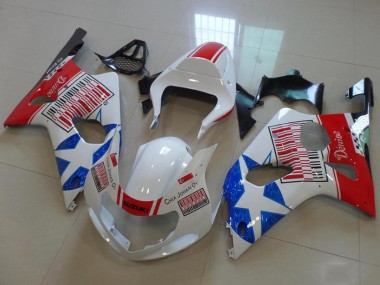 Meilleurs Carénages Moto Suzuki GSXR 1000 2000-2002 - Blanc Rouge Bleu Étoile