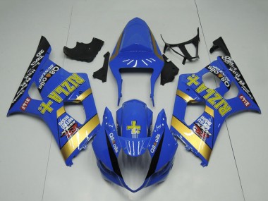 Meilleurs Carénage Moto Suzuki GSXR 1000 2003-2004 - Bleu Or Noir Rizla
