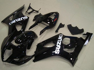 Meilleurs Carénages Moto Suzuki GSXR 1000 2003-2004 - Noir Brillant Blanc Décalque