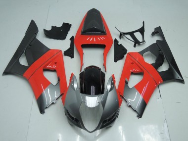 Meilleurs Carénage Moto Suzuki GSXR 1000 2003-2004 - Rouge Argent Noir