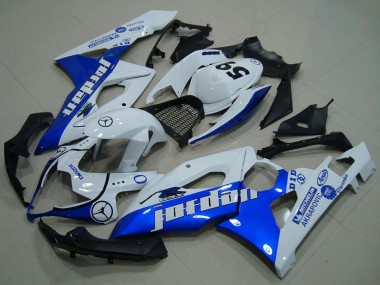 Meilleurs Carénages Moto Suzuki GSXR 1000 2005-2006 - Blanc Bleu Jordan 59