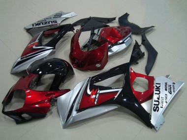 Meilleurs Carénage Moto Suzuki GSXR 1000 2007-2008 - Rouge Argent Noir Brillant