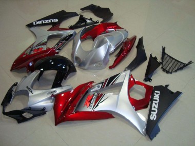 Meilleurs Carénages Moto Suzuki GSXR 1000 2007-2008 - Rouge Argent Noir Brillant