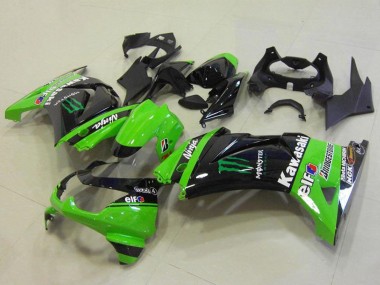 Meilleurs Carénages Moto Kawasaki ZX250R 2008-2012 - Vert Noir Brillant Elf Monstre Bridgestone