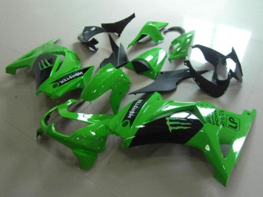 Meilleurs Carénages Moto Kawasaki ZX250R 2008-2012 - Vert Noir Brillant Monstre