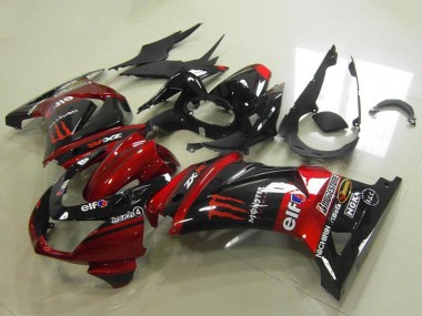 Meilleurs Carénages Moto Kawasaki ZX250R 2008-2012 - Bonbon Rouge Noir Brillant Elf Touch4 Monstre