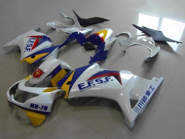 Meilleurs Carénages Moto Kawasaki ZX250R 2008-2012 - Blanc Jaune Bleu Rouge EFSF RX-78