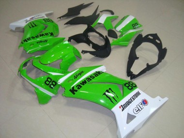 Meilleurs Carénages Moto Kawasaki ZX250R 2008-2012 - Blanc Vert Noir Monstre 88
