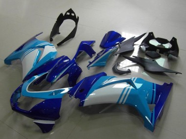 Meilleurs Carénages Moto Kawasaki ZX250R 2008-2012 - Bleu Clair Blanc Bleu Foncé