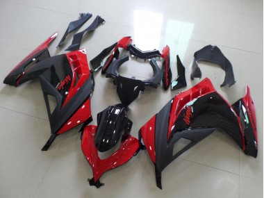 Meilleurs Carénages Moto Kawasaki ZX300R 2013-2018 - Rouge Noir Brillant Noir Mat