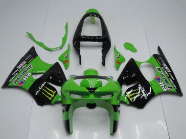 Meilleurs Carénages Moto Kawasaki ZX6R 1998-1999 - Vert Noir Brillant Jaune Elf Bridgestone Monstre