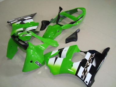 Meilleurs Carénages Moto Kawasaki ZX6R 2000-2002 - Vert Blanc Noir 636