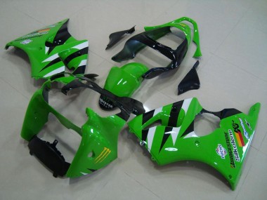 Meilleurs Carénages Moto Kawasaki ZX6R 2000-2002 - Vert Blanc Noir Brillant