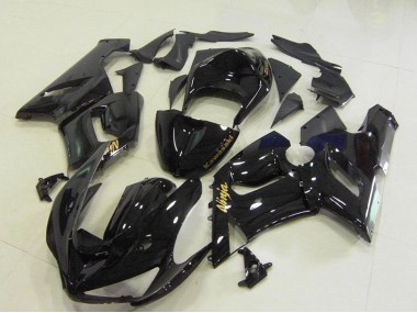Meilleurs Carénages Moto Kawasaki ZX6R 2005-2006 - Noir Brillant Or Décalque