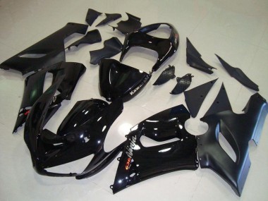 Meilleurs Carénages Moto Kawasaki ZX6R 2005-2006 - Noir Brillant Noir Mat Argent Rouge