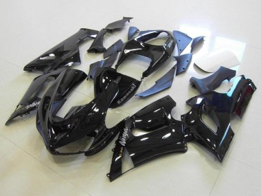 Meilleurs Carénages Moto Kawasaki ZX6R 2005-2006 - Noir Brillant Argent Décalque