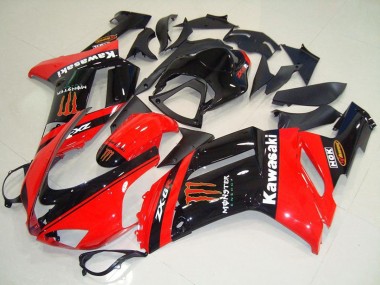 Meilleurs Carénages Moto Kawasaki ZX6R 2007-2008 - Monstre In Rouge
