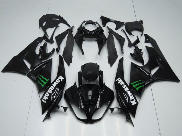 Carénages Moto Kawasaki ZX6R 2009-2012 - Noir Brillant Vert Monstre