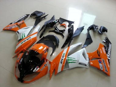 Meilleurs Carénages Moto Kawasaki ZX6R 2009-2012 - Orange Blanc Noir Brillant Vert Elf Bridgestone Monstre