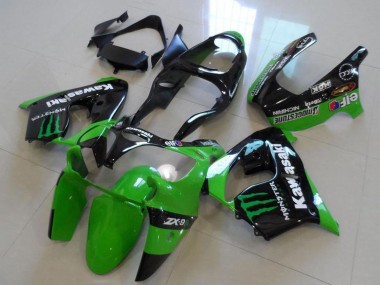 Meilleurs Carénages Moto Kawasaki ZX9R 2000-2001 - Noir Brillant Vert Monstre