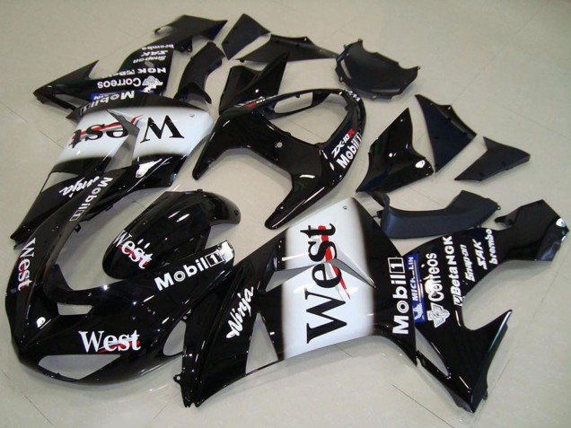 Carénage Moto Kawasaki ZX10R 2006-2007 - Noir Brillant Blanc West