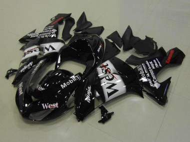 Meilleurs Carénages Moto Kawasaki ZX10R 2006-2007 - Noir Brillant Blanc West Rouge
