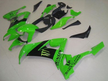 Meilleurs Carénages Moto Kawasaki ZX10R 2008-2010 - Vert Noir Monstre Dunlop