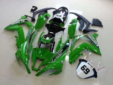Meilleurs Carénages Moto Kawasaki ZX10R 2011-2015 - Vert Noir Brillant Elf Henleys Vent-Axia 69