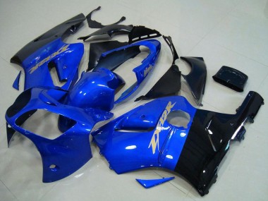 Meilleurs Carénages Moto Kawasaki ZX12R 2000-2001 - Bleu Noir Brillant