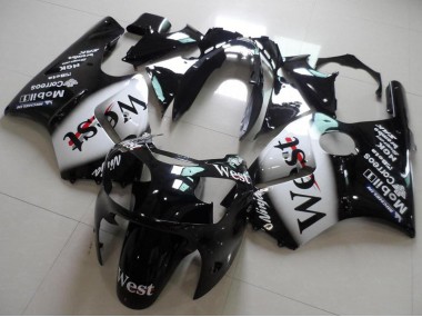 Meilleurs Carénages Moto Kawasaki ZX12R 2000-2001 - Noir Brillant Blanc West