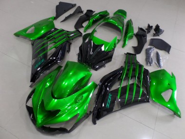 Meilleurs Carénages Moto Kawasaki ZX14R ZZR1400 2012-2024 - Vert Noir Brillant