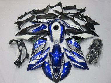 Meilleurs Carénages Moto Yamaha YZF R3 2015-2018 - Bleu Blanc Noir Vert Monstre