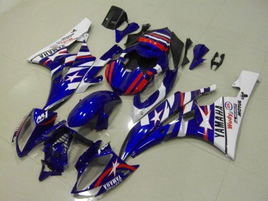 Meilleurs Carénages Moto Yamaha YZF R6 2006-2007 - Blanc Bleu Rouge Motul Michelin