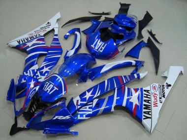 Meilleurs Carénages Moto Yamaha YZF R6 2008-2016 - Blanc Bleu Fiat Motul Michelin