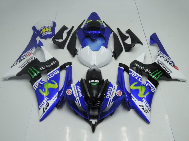 Carénages Moto Yamaha YZF R6 2008-2016 - Bleu Blanc Noir Brillant Vert Monstre MoviStar Yamalube ENEOS