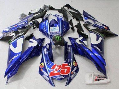 Meilleurs Carénage Moto Yamaha YZF R6 2017-2023 - Blanc Bleu Vert Monstre MoviStar