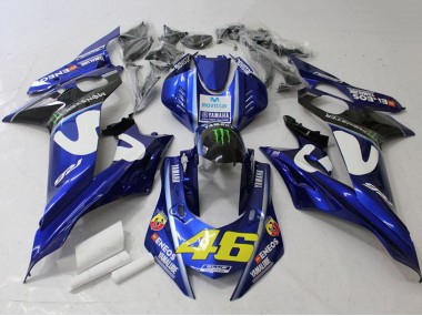 Meilleurs Carénages Moto Yamaha YZF R6 2017-2023 - Blanc Bleu Vert Monstre MoviStar