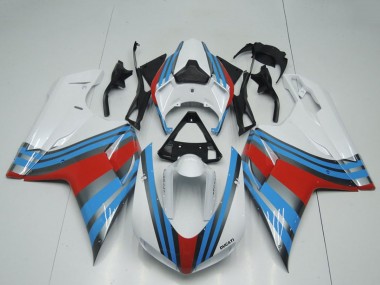 Meilleurs Carénages Moto Ducati 848 1098 1198 2007-2014 - Blanc Bleu Rouge