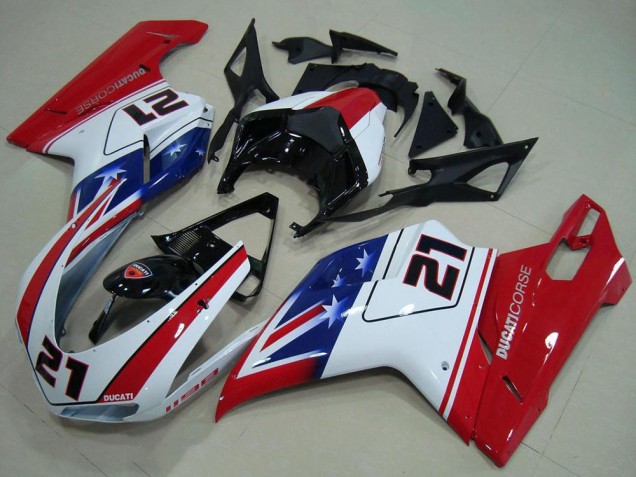 Carénages Moto Ducati 1198 2007-2014 - Blanc Rouge Bleu Noir Brillant 21