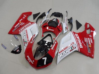 Meilleurs Carénages Moto Ducati 848 1098 1198 2007-2014 - Blanc Rouge Noir Brillant Banner 7