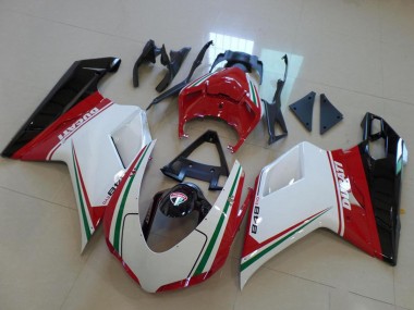Meilleurs Carénage Moto Ducati 848 2007-2014 - Blanc Rouge Vert Noir Brillant