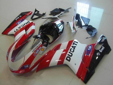 Meilleurs Carénages Moto Ducati 848 1098 1198 2007-2014 - Blanc Rouge Noir Generali Tim